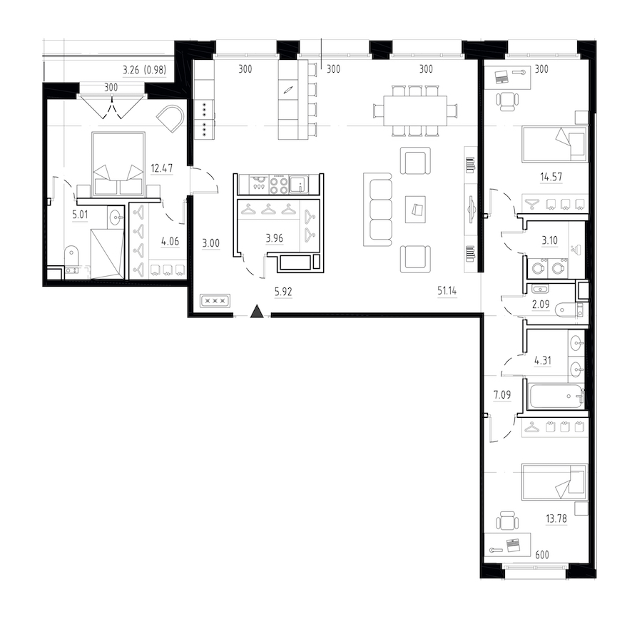 3-комнатная квартира 130.5 м², 6/9 эт., ЖК «LEGENDA Малоохтинский 68»